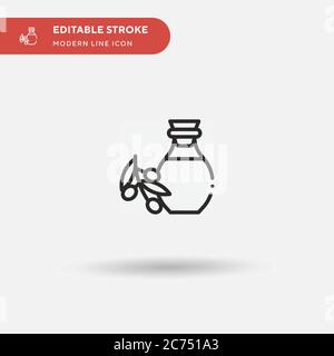 Icona vettore semplice olio di oliva. Modello di disegno simbolo illustrazione per elemento UI mobile Web. Pittogramma moderno a colori perfetto su tratto modificabile. Icone olio d'oliva per il vostro progetto aziendale Illustrazione Vettoriale