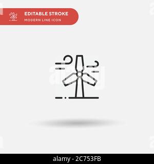 Icona vettore semplice energia eolica. Modello di disegno simbolo illustrazione per elemento UI mobile Web. Pittogramma moderno a colori perfetto su tratto modificabile. Icone energia eolica per il tuo progetto aziendale Illustrazione Vettoriale