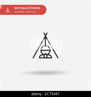 Icona vettore semplice Camping. Modello di disegno simbolo illustrazione per elemento UI mobile Web. Pittogramma moderno a colori perfetto su tratto modificabile. Icone Camping per il vostro progetto aziendale Illustrazione Vettoriale