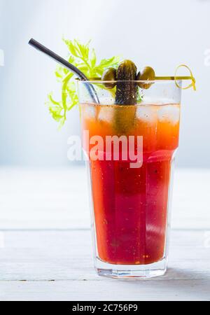 Il cocktail fresco Bloody Mary per dissetare Foto Stock