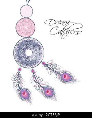 Dreamcatcher con piume Illustrazione Vettoriale