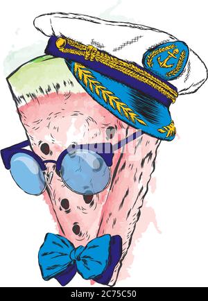 Cocomero in bicchieri e un tappo. Illustrazione vettoriale Illustrazione Vettoriale