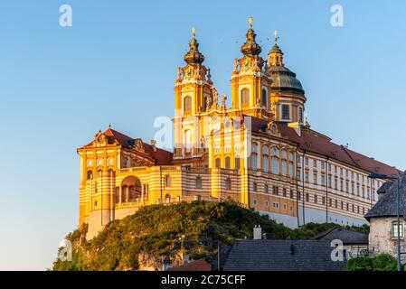 Abbazia di Melk, in tedesco: Stift Melk, nella valle di Wachau in Austria Foto Stock