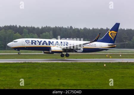 Gdansk, Polonia - 28 maggio 2019: Ryanair Boeing B737-800 aereo Aeroporto di Danzica (GDN) in Polonia. Boeing è una sede di un produttore americano di aeromobili Foto Stock