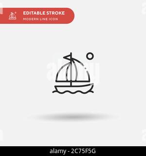 Icona vettore semplice tratteggio. Modello di disegno simbolo illustrazione per elemento UI mobile Web. Pittogramma moderno a colori perfetto su tratto modificabile. Icone Yatch per il vostro progetto aziendale Illustrazione Vettoriale