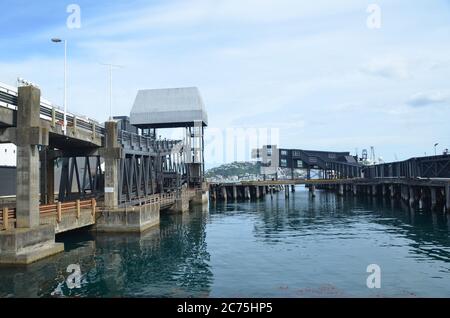 Wellington Harbour è il grande porto naturale sulla punta meridionale dell'Isola del Nord della Nuova Zelanda. Capitale della Nuova Zelanda, Foto Stock