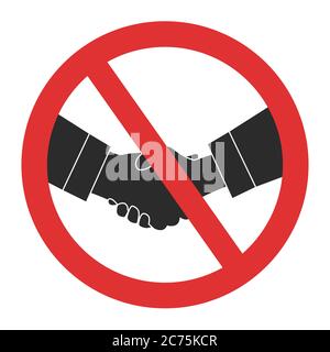 Icona di sincronizzazione assente. Segnale isolato vettore non consentito di handshake. Simbolo di prevenzione COVID-19 Illustrazione Vettoriale