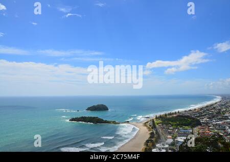 Mount Maunganui è una città della Baia di Plenty, in Nuova Zelanda. Foto Stock