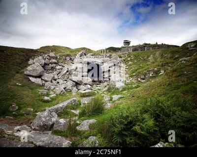 Daniel Gumb's Cave e The Cheesewring, Bodmin Moor, Cornovaglia UK Foto Stock