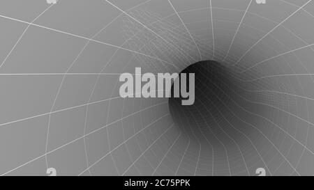 Modello 3D Abstract di un tunnel wormhole per sfondi di scienza spaziale o illustrazioni di viaggi interstellari e temporali Foto Stock