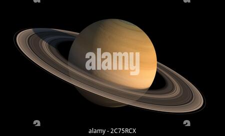 Rendering in primo piano 3D Saturn Planet e ring con il tracciato di ritaglio incluso nell'illustrazione, per gli sfondi di esplorazione spaziale. Elementi di questo Foto Stock