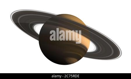 3D Saturn pianeta dettagliato e anelli da vicino con il tracciato di ritaglio incluso nell'illustrazione, per gli sfondi di esplorazione spaziale. Elementi di questo Foto Stock