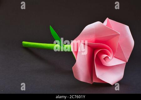 Fate da soli rosa di cartone fatto con cartone verde e rosa. Foto Stock