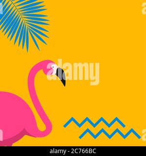 Cartoon rosa Flamingo sfondo colorato. Illustrazione vettoriale Illustrazione Vettoriale