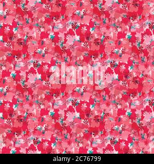 Estate rosa floreale ditzy sfondo margherita. Motivo vettoriale di fioritura retrò senza cuciture. Sfondo stilizzato disegnato vintage fiore texture. Moda densa Illustrazione Vettoriale