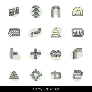 Set di icone di strada Illustrazione Vettoriale