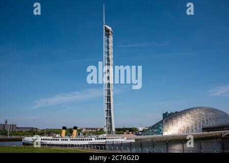 Glasgow Science Centre e TS Queen Mary Steamer al Pacific Quay Glasgow Scozia. Foto Stock