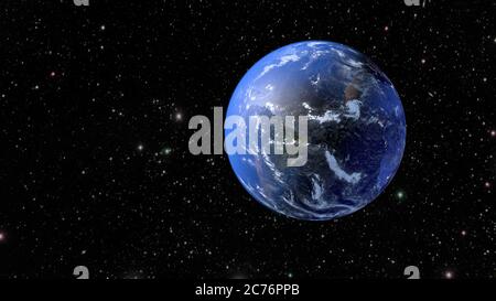 La rotazione del pianeta Terra. Rendering 3D. Foto Stock