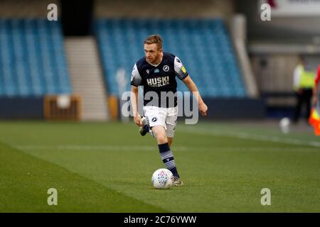 The Den, Bermondsey, Londra, Regno Unito. 14 luglio 2020. Campionato inglese di calcio, Millwall Football Club contro Blackburn Rovers; Shane Ferguson di Millwall Credit: Action Plus Sports/Alamy Live News Foto Stock