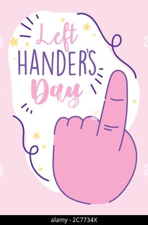mano sinistra giorno, mano prima cartoni animati celebrazione iscrizione vettore illustrazione Illustrazione Vettoriale