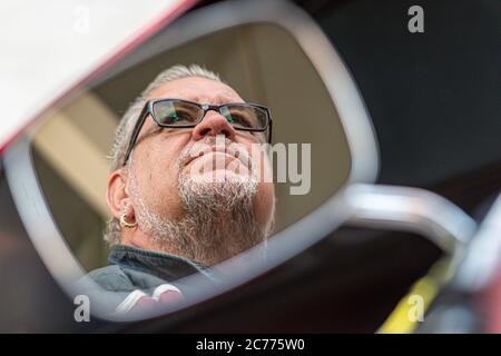 Kalle Haverland , GZSZ Schauspieler, Kiezpirat, Amburgo, Hafencity, Harley Davidson, 13.07.2020 Foto Stock