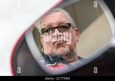 Kalle Haverland , GZSZ Schauspieler, Kiezpirat, Amburgo, Hafencity, Harley Davidson, 13.07.2020 Foto Stock