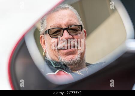 Kalle Haverland , GZSZ Schauspieler, Kiezpirat, Amburgo, Hafencity, Harley Davidson, 13.07.2020 Foto Stock