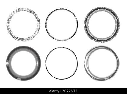 Set di cornici rotonde a matita. Tratti a matita. Elemento vettoriale per la vostra creatività Illustrazione Vettoriale
