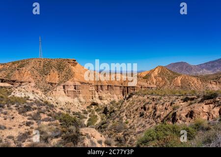 Deserto Tabernas, in spagnolo Desierto de Tabernas, Andalusia. Solo Europa deserto. Almeria, regione Andalusia, Spagna. Protected area selvaggia e di Locat Foto Stock