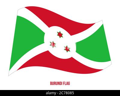 Burundi bandiera sventola illustrazione vettoriale su sfondo bianco. Burundi bandiera nazionale. Illustrazione Vettoriale
