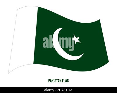Il Pakistan bandiera sventola illustrazione vettoriale su sfondo bianco. Il Pakistan bandiera nazionale. Illustrazione Vettoriale