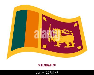 Sri Lanka bandiera sventola illustrazione vettoriale su sfondo bianco. Sri Lanka bandiera nazionale. Illustrazione Vettoriale