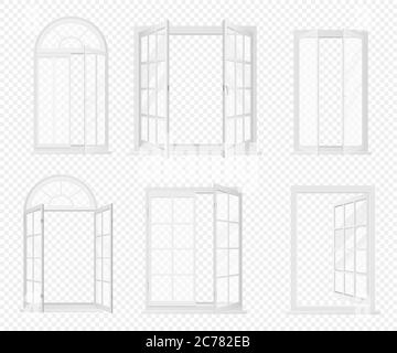 Insieme vettoriale di finestre realistiche isolate sullo sfondo alfa transperant Illustrazione Vettoriale