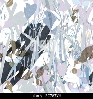 Militari di camuffamento di texture con alberi, rami, erba e acquerello macchie Illustrazione Vettoriale