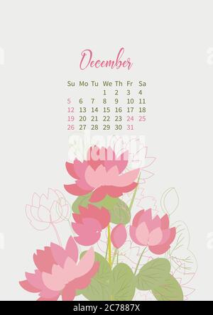 Calendario dei fiori 2021 con bouquet di fiori Illustrazione Vettoriale