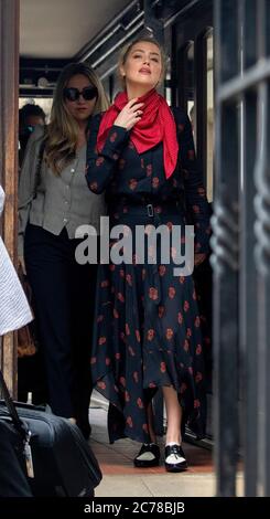 pic mostra: Amber sentito ex moglie di Johnny Depp arriva oggi l'High Court a Londra. 15.7.20 immagine di Gavin Rodgers/ Pixel8000 Foto Stock