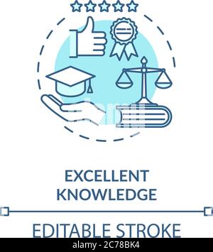 Icona di concetto di conoscenza eccellente. Scuola di giurisprudenza. Università di diritto. Illustrazione sottile dell'idea di educazione legale accademica. Outli isolati dal vettore Illustrazione Vettoriale