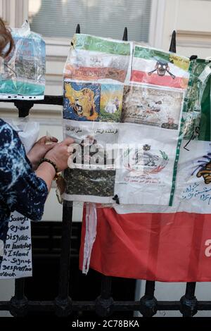 Protesta contro il CCP iraniano, indiano e Hong Konger Foto Stock