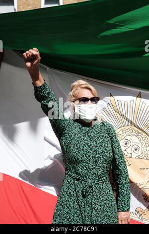 Protesta contro il CCP iraniano, indiano e Hong Konger Foto Stock