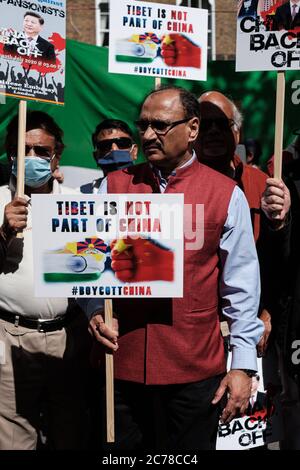 Protesta contro il CCP iraniano, indiano e Hong Konger Foto Stock