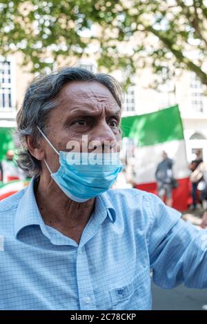 Protesta contro il CCP iraniano, indiano e Hong Konger Foto Stock