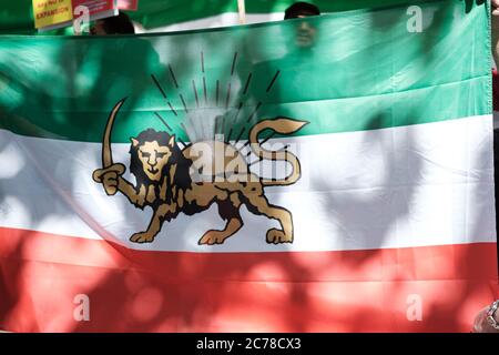 Protesta contro il CCP iraniano, indiano e Hong Konger Foto Stock