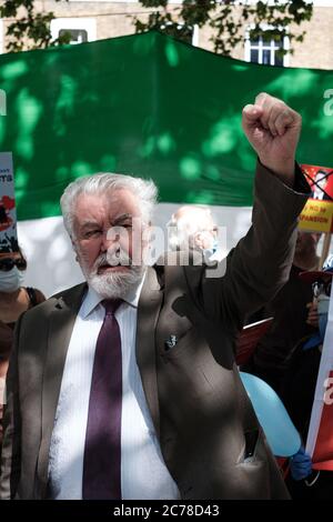 Protesta contro il CCP iraniano, indiano e Hong Konger Foto Stock