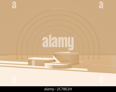rendering 3d di podi bianchi totali per i prodotti. piattaforma vincente. Foto Stock