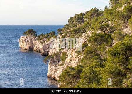 Costa rocciosa nel Parco Nazionale delle Calanques, Cassis, Provenza, Francia, Europa Foto Stock