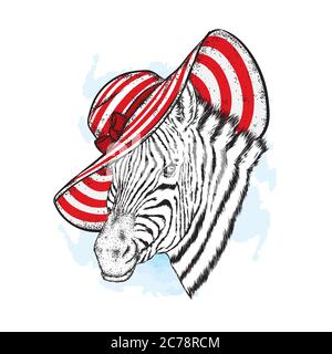 Una zebra con bicchieri e cravatta. Illustrazione vettoriale. Illustrazione Vettoriale