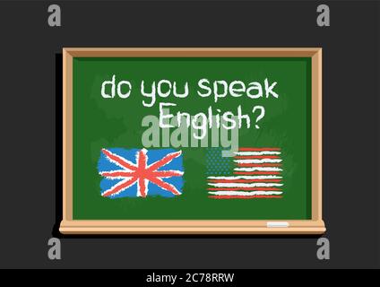 Parla inglese su lavagna Illustrazione Vettoriale