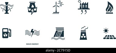 Icona energia onda. Elemento semplice della raccolta di energia alternativa. Icona Creative Wave Energy per web design, modelli, infografiche e altro ancora Illustrazione Vettoriale