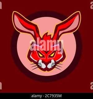 Logo rosso coniglio mascott - illustrazione vettoriale Illustrazione Vettoriale