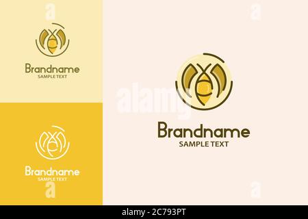Concept di design Creative Bee Logo Lineart. Illustrazione Vettoriale